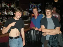Still shirtless