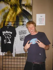 Andy at the merch table