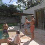 The Boys outfront the poolhouse