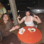 Ava and Kate and Streetdog(s) outside Zebulon